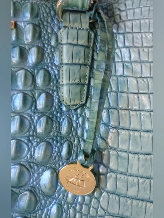 Brahmin Julian Melbourne Tote, Astral, Crocodile Embossed Leather, Aqua - Picture 6 of 16